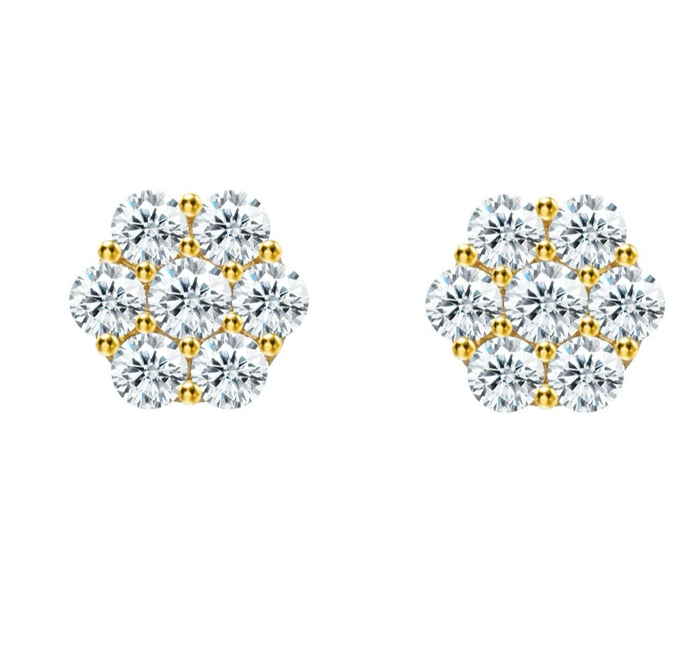 S925 12mm Cluster Flower Earrings