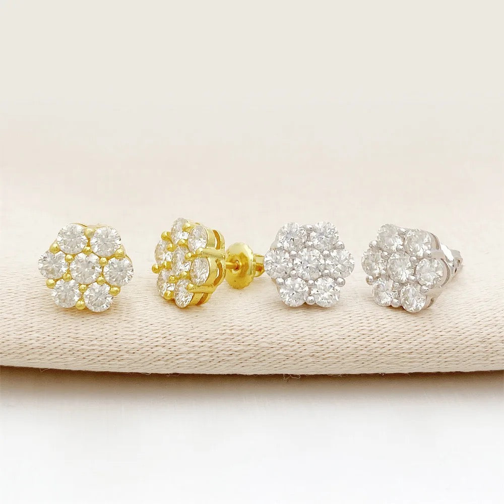 S925 12mm Cluster Flower Earrings