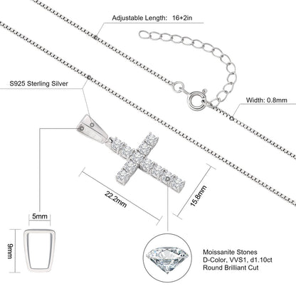 S925 Moissanite Cross Necklace