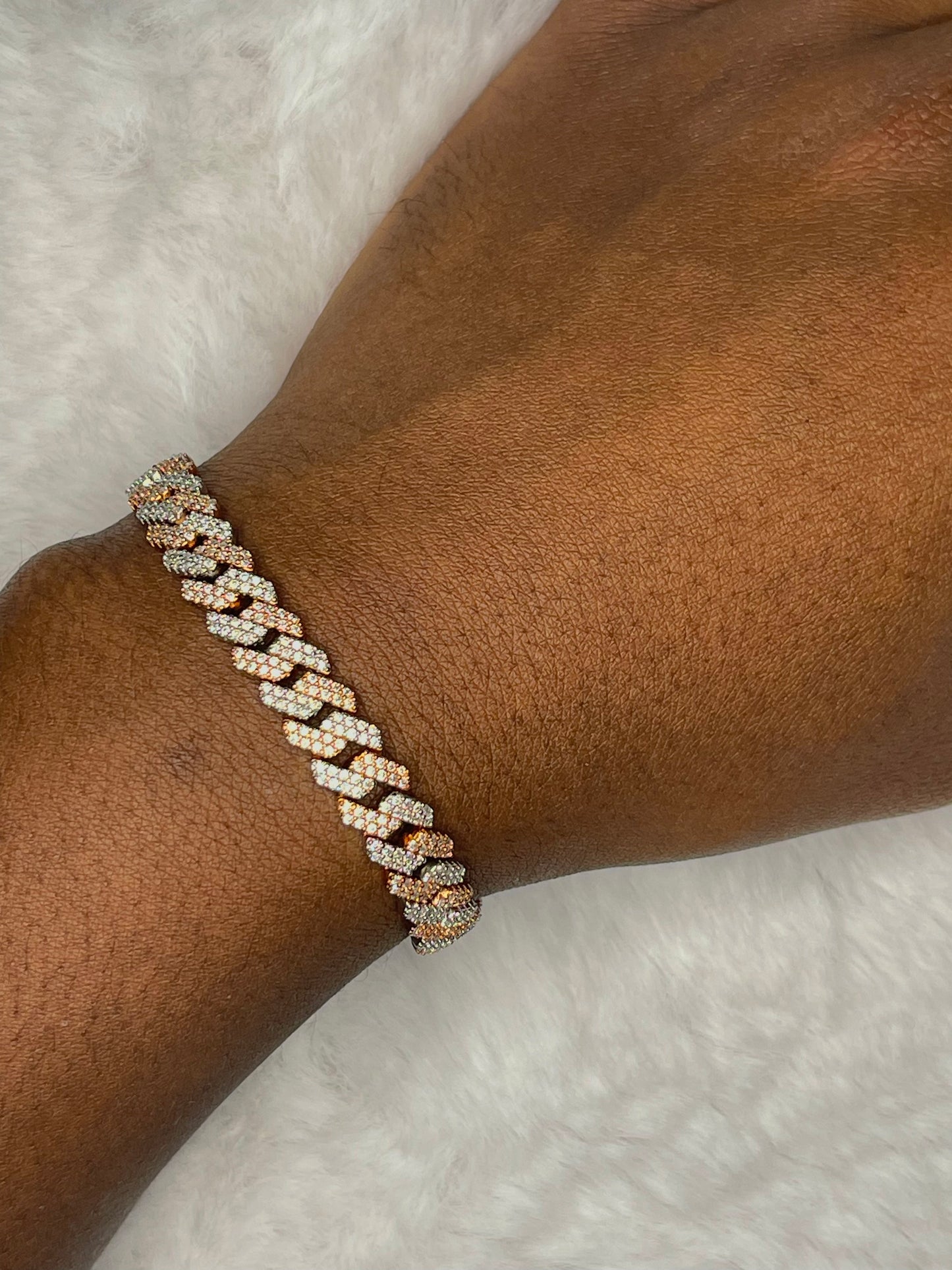 8MM Two Tone Cuban Bracelet