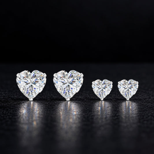 Heart-Cut Moissanite Solitaire Studs