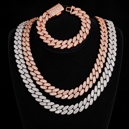Baguette 15mm Moissanite Cuban Link Chain