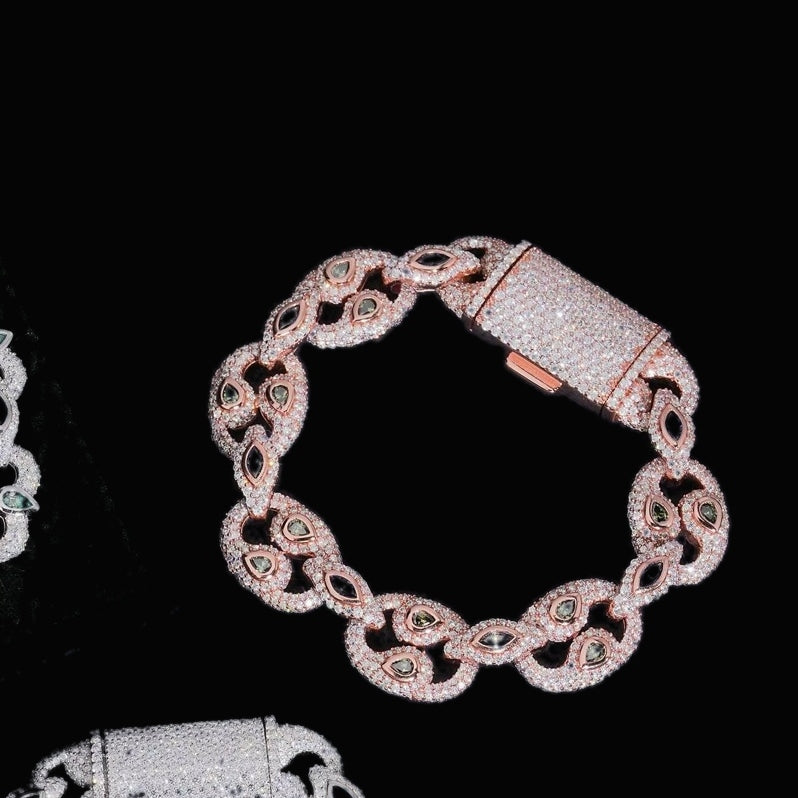 13mm rose gold Bezel-Set Moissanite Cuban Link Bracelet