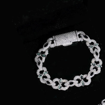 13mm silver Bezel-Set Moissanite Cuban Link Bracelet