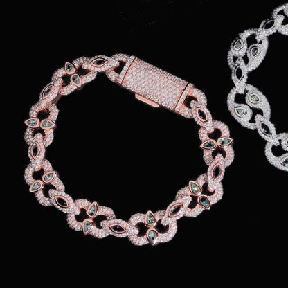 15mm rose gold Bezel-Set Moissanite Cuban Link Bracelet