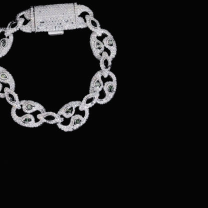 15mm silver Bezel-Set Moissanite Cuban Link Bracelet
